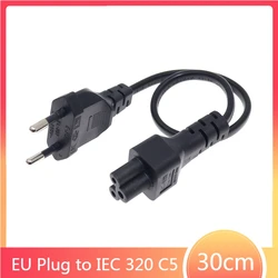 New Power Adapter Cord Cable EU European Plug 2 Pin Male to IEC 60320 C5 For Notebook Power Supply 30cm
