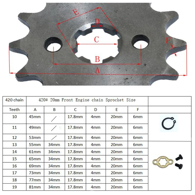 420 10T-19Tooth 20mm Front Engine Sprocket for Orion Taotao SSR SDG Dirt Pit Bike ATV Quad Motor Moped Buggy Scooter Motorcycle