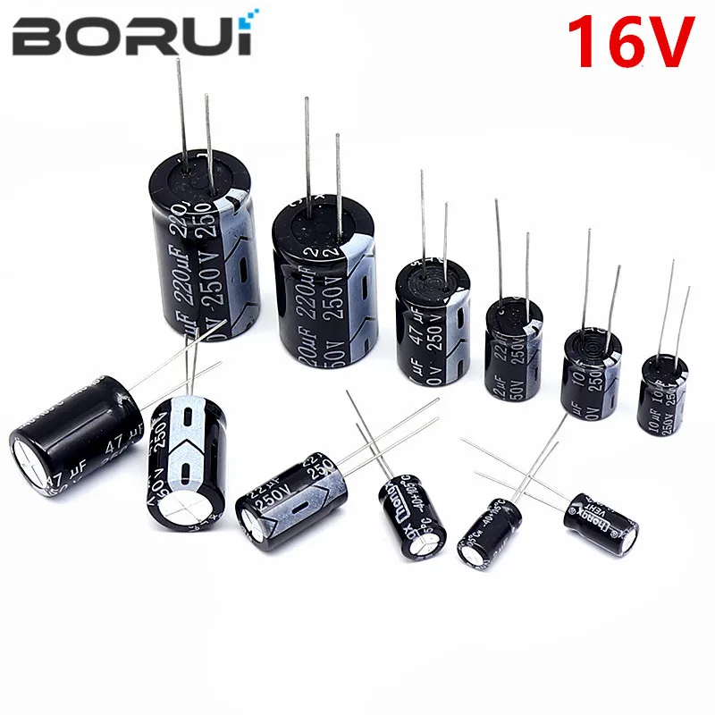 20pcs Aluminum Electrolytic Capacitor 16V 22UF 33UF 47UF 100UF 220UF 330UF 470UF 680UF 1000UF 1500UF 2200UF 3300UF 4700UF