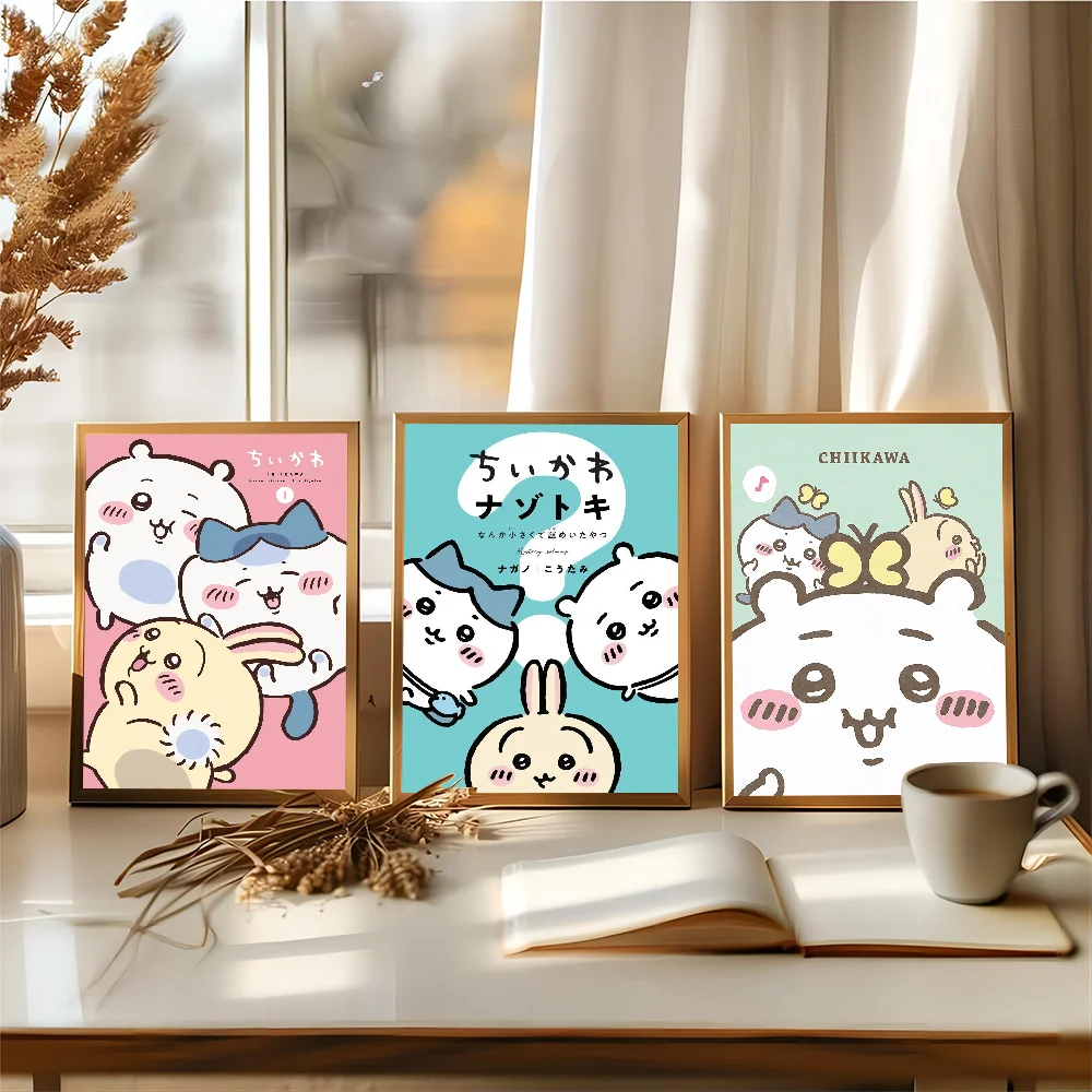 Cute Cartoon Chiikawa Anime mult Classic Anime Poster Waterproof Paper Sticker Coffee House Bar Room Wall Decor