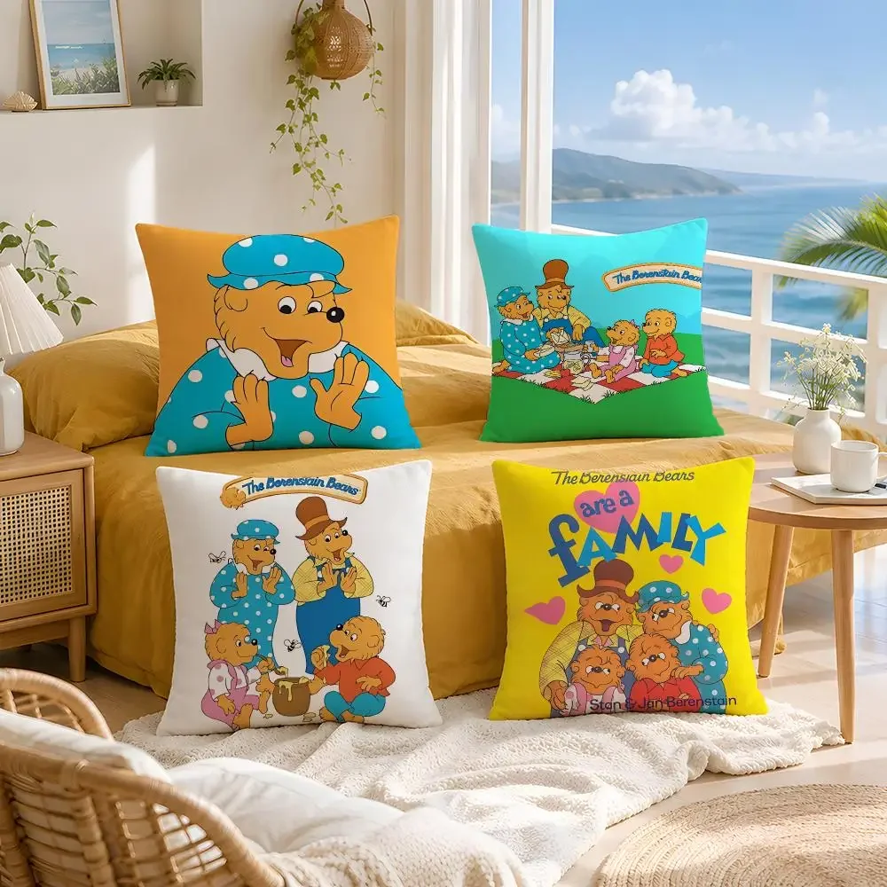 The Berenstain Bears Cushion Cover Throw Pillow Short Plush Fresh Natural Cushion for Living Room Sofa Ornament Present Gift