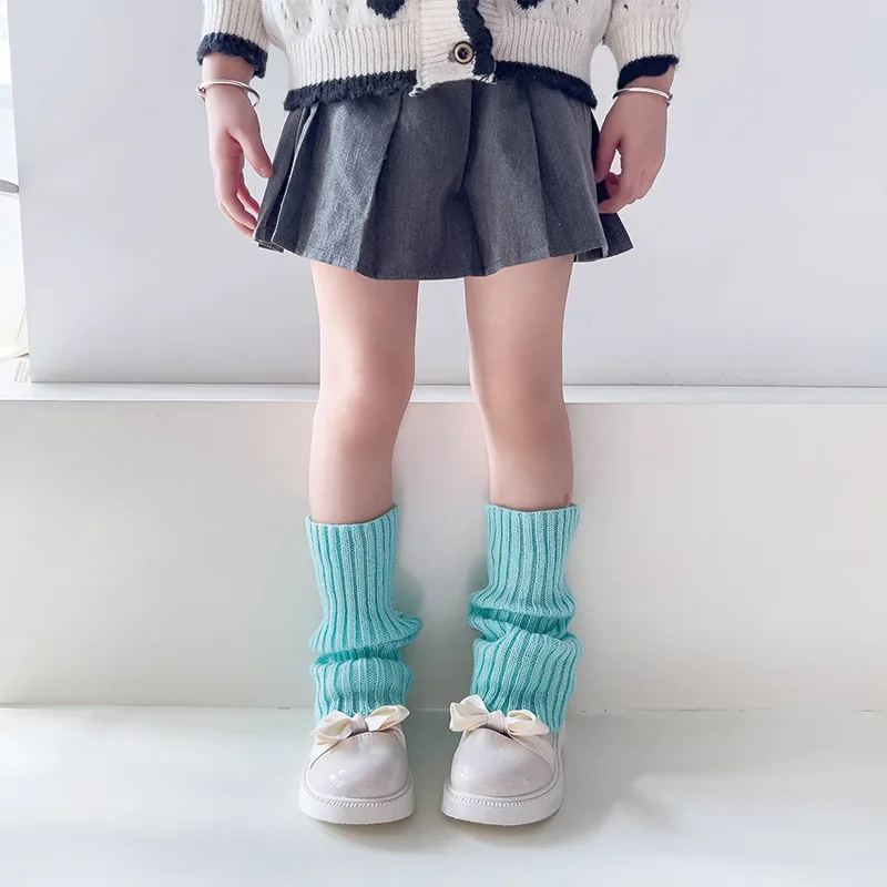 Autumn Solid Color Leg Warmers Middle Tube Socks Knitted Y2K Lolita Style Mid-Calf Socks for Children Girl