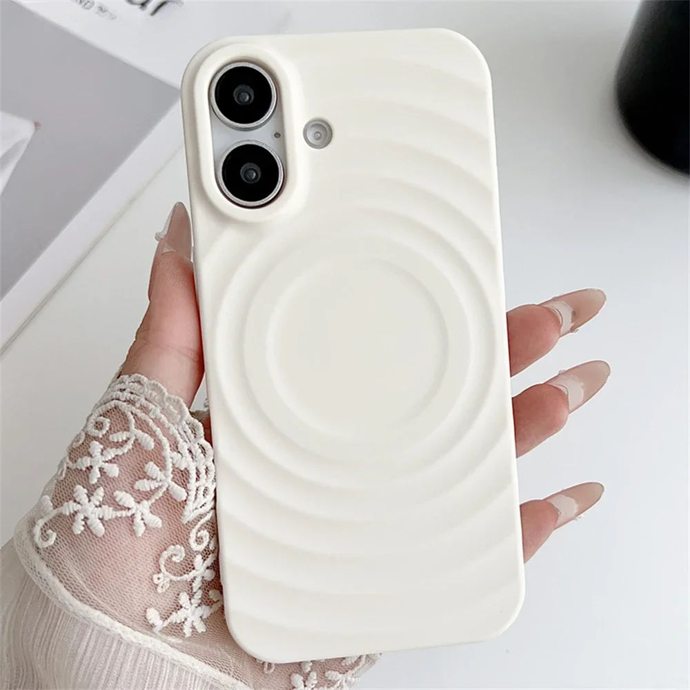 Wave Magnetic Phone Case For iPhone 15 14 13 12 11 16 Pro Max 15 Plus Soft Silicone Wireless Charging Magsafe Cases Cover 16pro