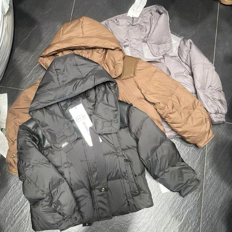 [EWQ] Koreaanse Mode Stand Kraag Capuchon Donsjack Warm Houden Dikker High Street Vrouwen Parka Jas 2024 Winter Nieuwe 16O3693