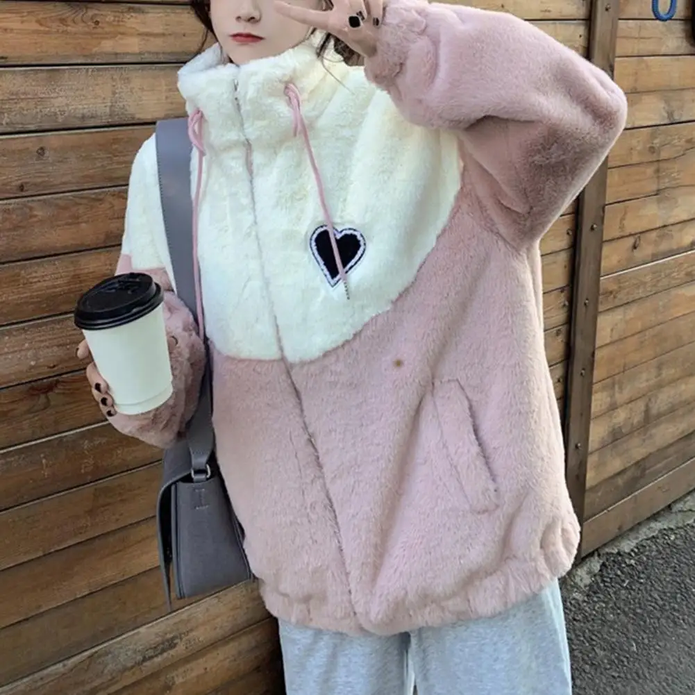 Winter Plush Warm Coat Soft Stand Collar Long Sleeve Thick Teddy Coat Casual Loose Outwear Fleece Faux Fur Women Jacket Cardigan