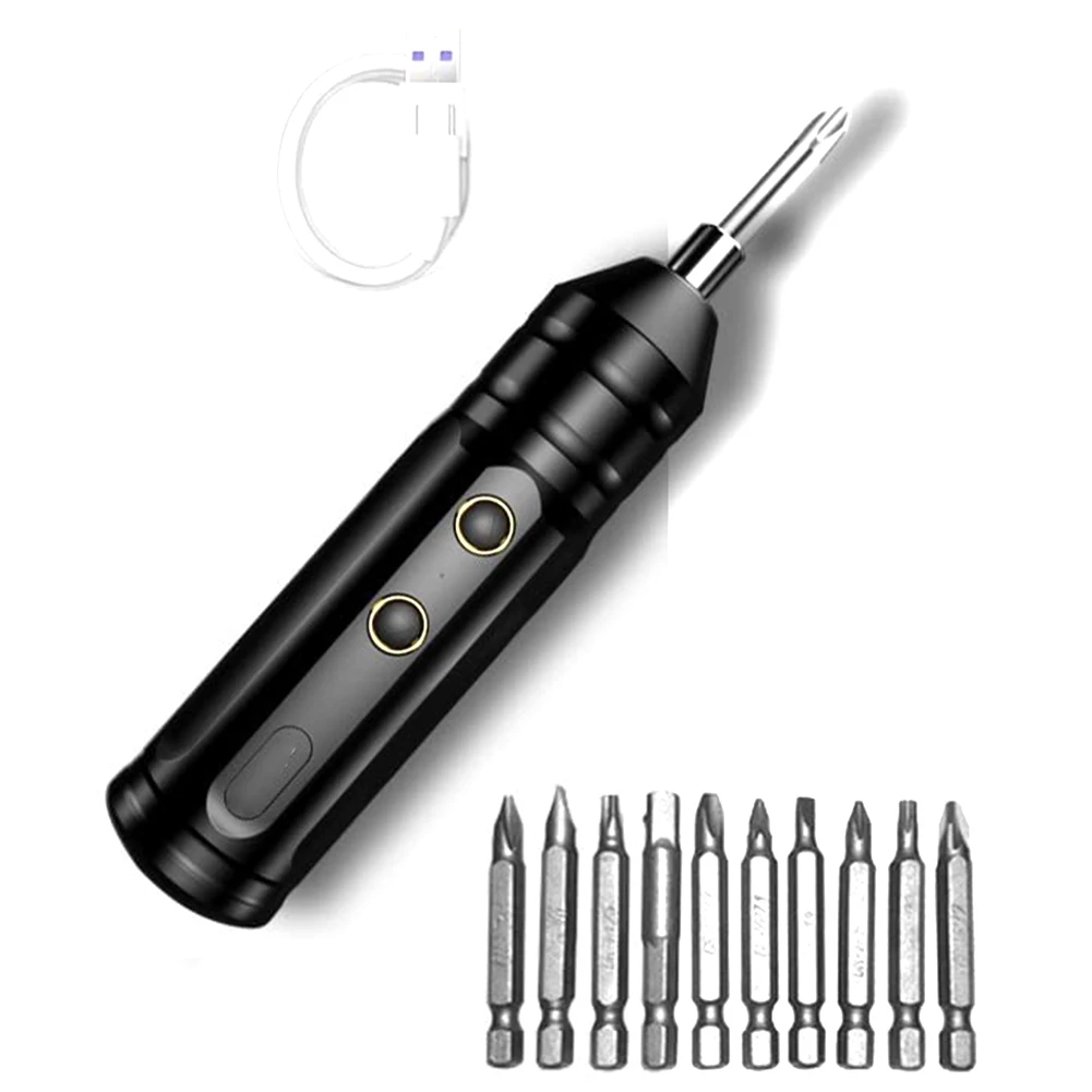 

Household Electric Screwdriver Rechargeable Small Electric Screwdriver Mini Screw Tool Hand Electric Drill 10-Piece Set