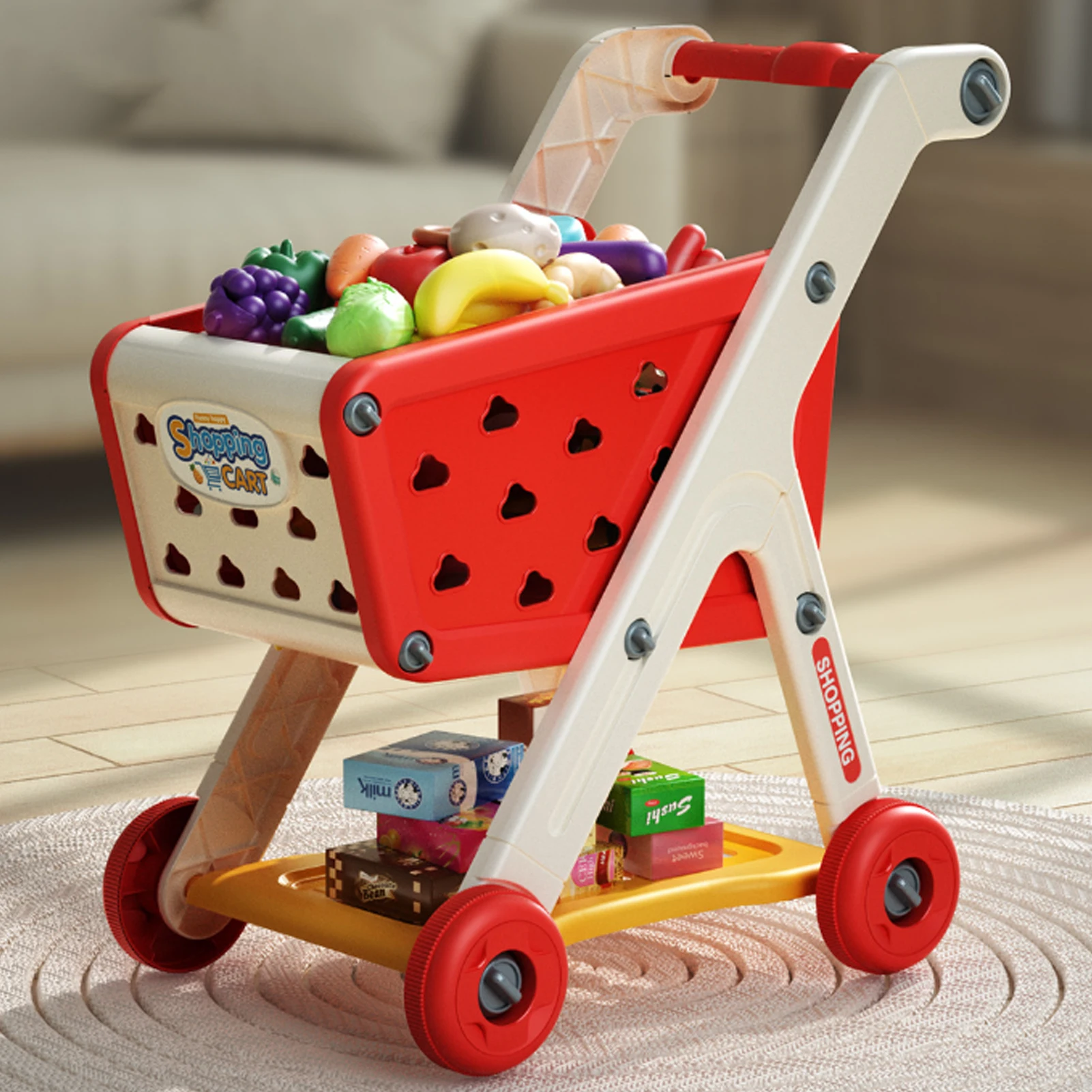 

Shopping cart toy baby small trolley children play house fruit cut cut music kitchen supermarket men and girls