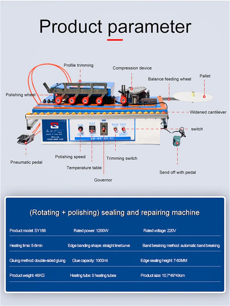 Small and Multifunctional Version Woodworking High-speed Edge Banding Machine VC Edge Bander Double Side Gluing 110V/220V