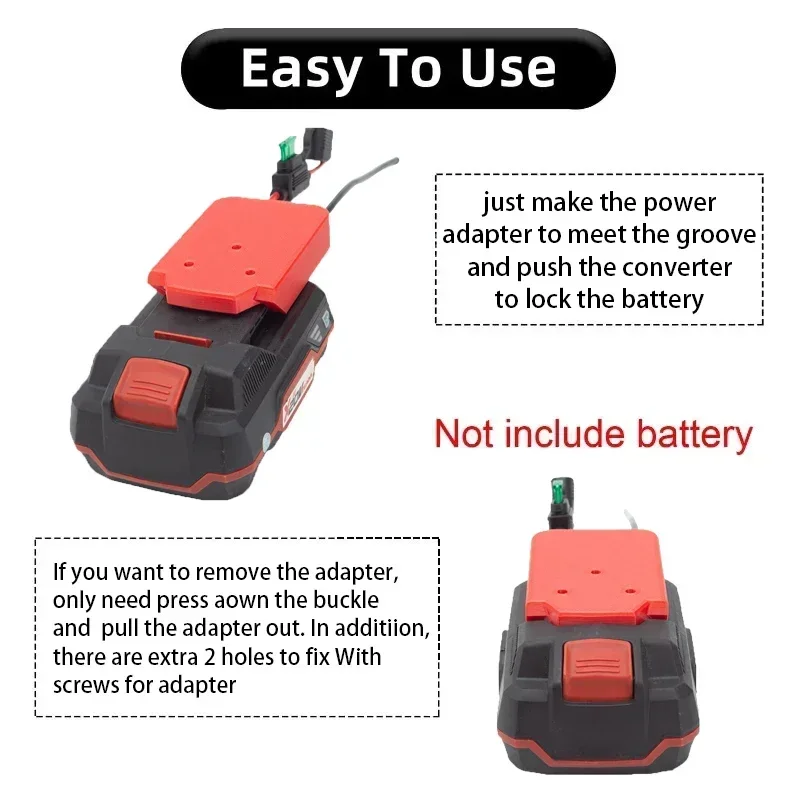 Adaptador DIY para Lidl Parkside X20V adaptador de batería de iones de litio Robot coche fuente de alimentación DIY con interruptor de fusible