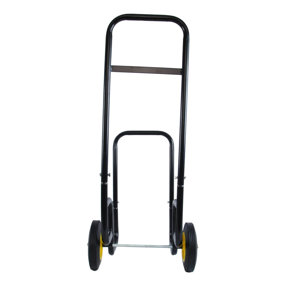 Firewood Log Cart Carrier - Outdoor or Indoor Black Steel Wood Rack Storage Mover - Rolling Wheeled Metal Dolly Hauler