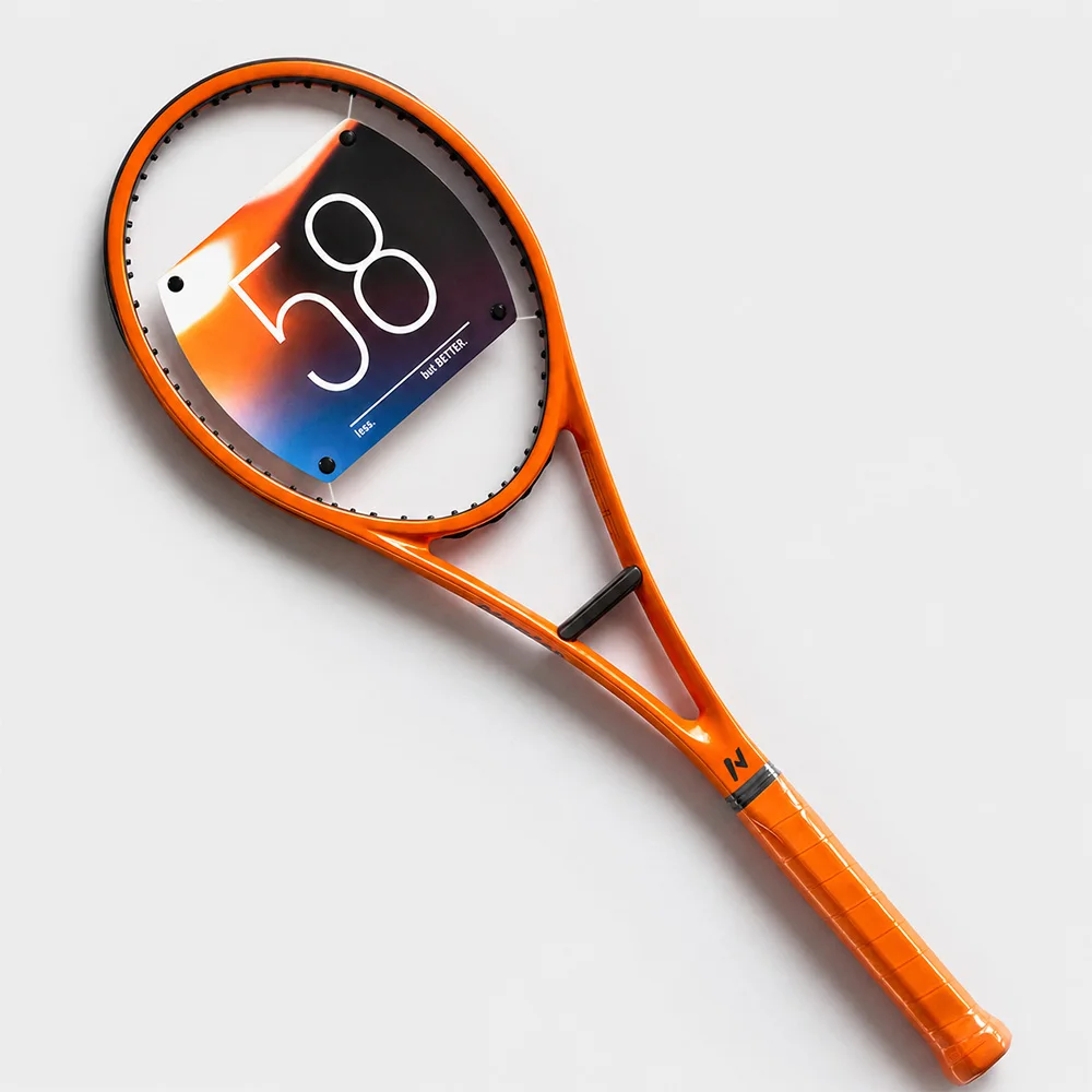 Ember Unstrung Carbon Fiber Tennis Racket 58 In Head 300g 14x16 String Pattern Balanced For Adult Training