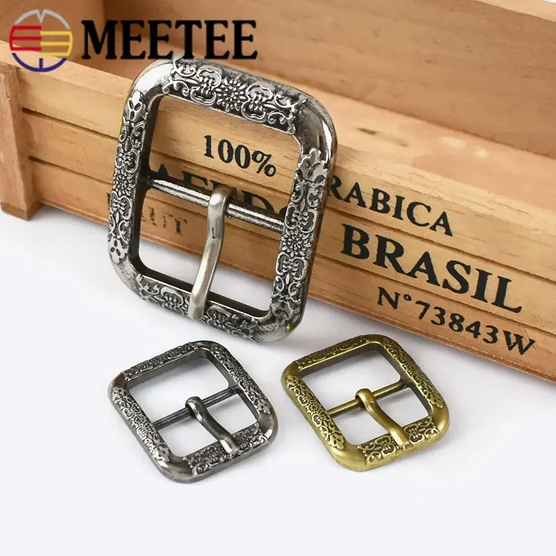 Meetee 2/5Pcs 20/35mm Vintage Ancient Silver Brass Belt Buckles Metal Pin Buckle Head Leather Band Clasp Decoration Accessories