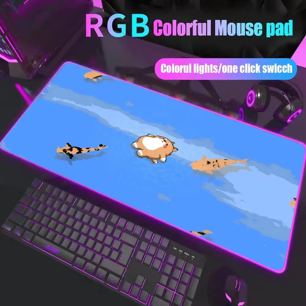 

Большой коврик для мыши RGB с милыми животными, геймерские коврики для мыши, светодиодный игровой коврик для мыши kawaii, большой светящийся настольный коврик, настольные коврики, коврики для мыши с подсветкой