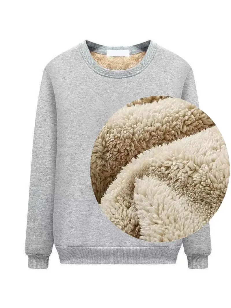 Winter New Men Keep Warm Underwear Casual Solid Color Fleece Sweatshirts Wool Liner Sweater Thermal Underwear Pullover Tops