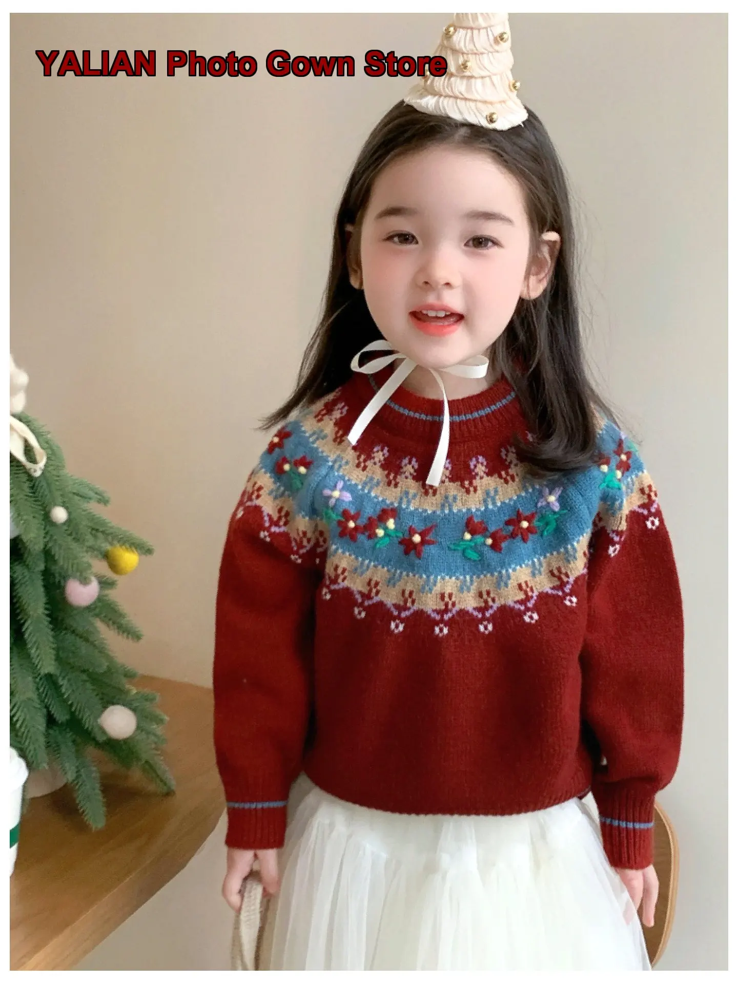 Girls Base Layer Top Kids Winter Thickened Warm Knit Top Solid Color Outfit for Christmas