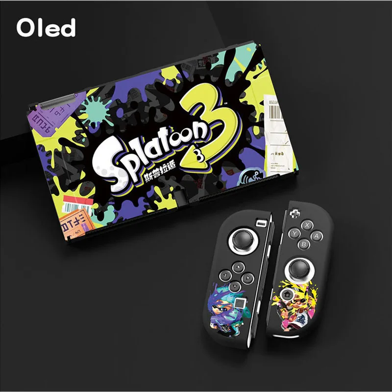 حافظة واقية من مادة البولي يوريثان اللين وحدة تحكم في الجلد لنينتندو سويتش Oled NS Joy-Con واقي كامل من الأمام والخلف