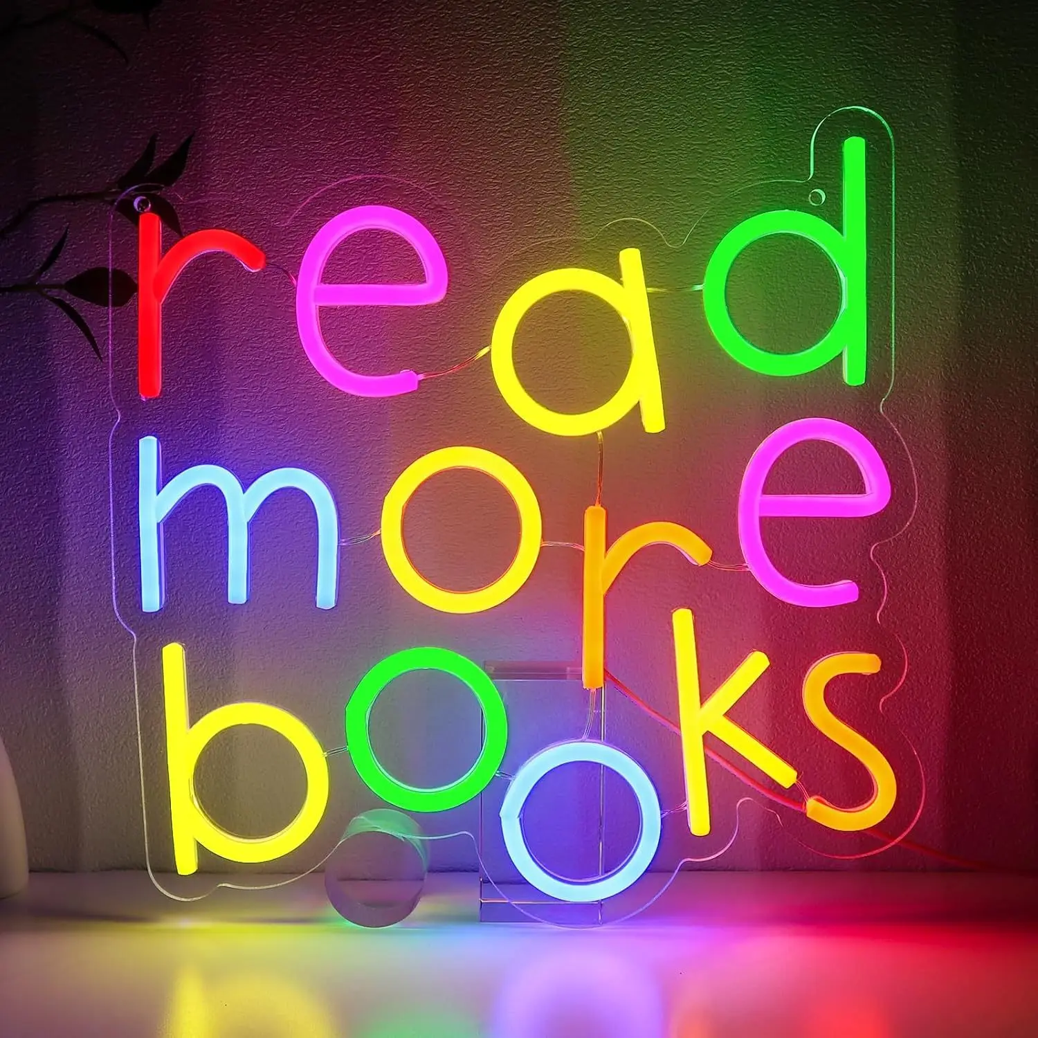 

Read More Books Neon Sign LED Wall Art Lighting Colorful Rainbow Study Room Decor Library Bookstore Aesthetic Gift for Students
