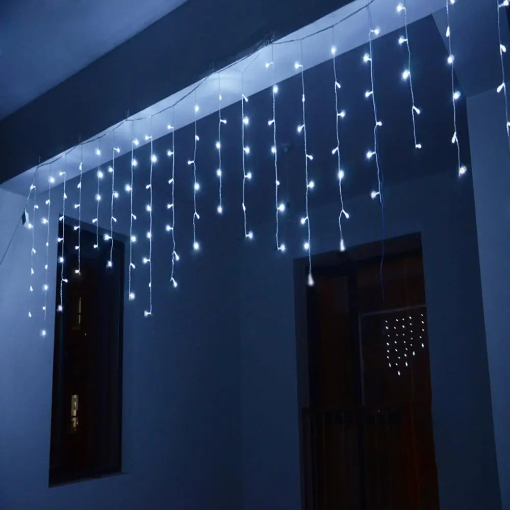 3.5M 5M คริสต์มาส LED Curtain Icicle String Light droop 0.4-0.8m LED ปาร์ตี้สวนเวทีกลางแจ้งตกแต่ง Fairy Light