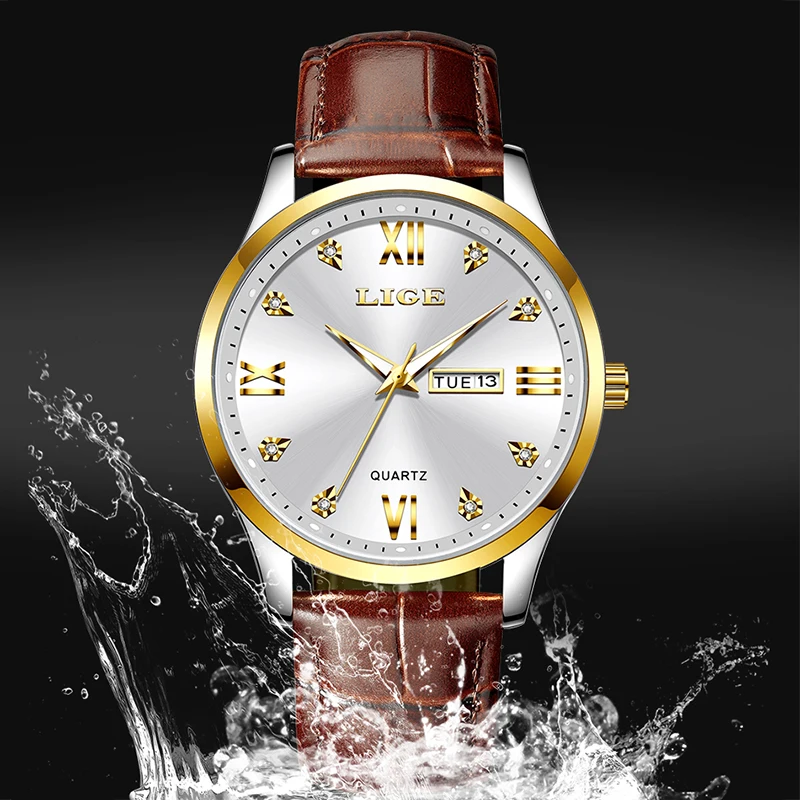 LIGE Casual Business Mens Watch Top Luxury Clock Sports Quartz Wristwatches Fashion Waterproof Luminous Watches Men Reloj Hombre