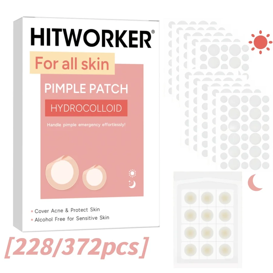 228/372pcs acne patches. Suitable for all kinds of light skin color, 24-hour protection, invisible coverage, non irritating, tea