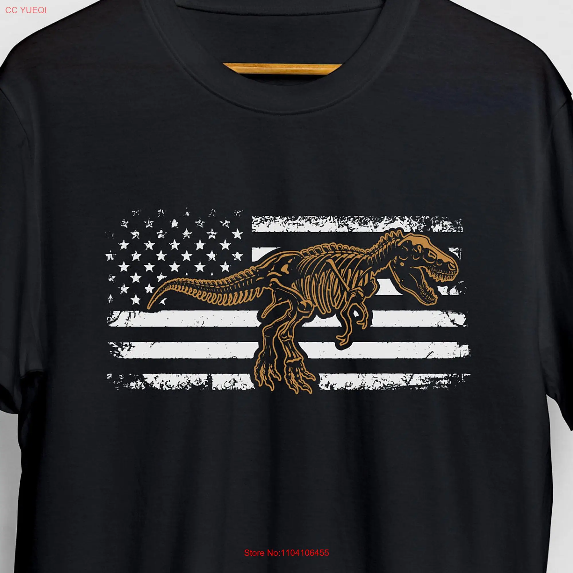 Dinosaur Flag PaleontologisT T Shirt Paleontology Dinosaurus Dino  long or short sleeves