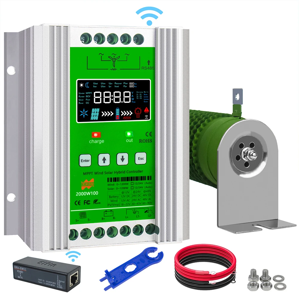 

600W 12V24V 48V Solar Wind Hybrid Charge Controller With WiFi and LCD Display Solar 300W and Wind 300W Regulator for All Battery