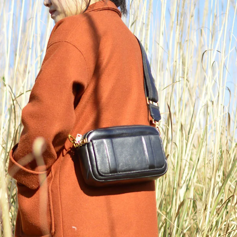 

AETOO First layer leather leather single shoulder crossbody small square package vegetable tanned leather soft leather Korean ca