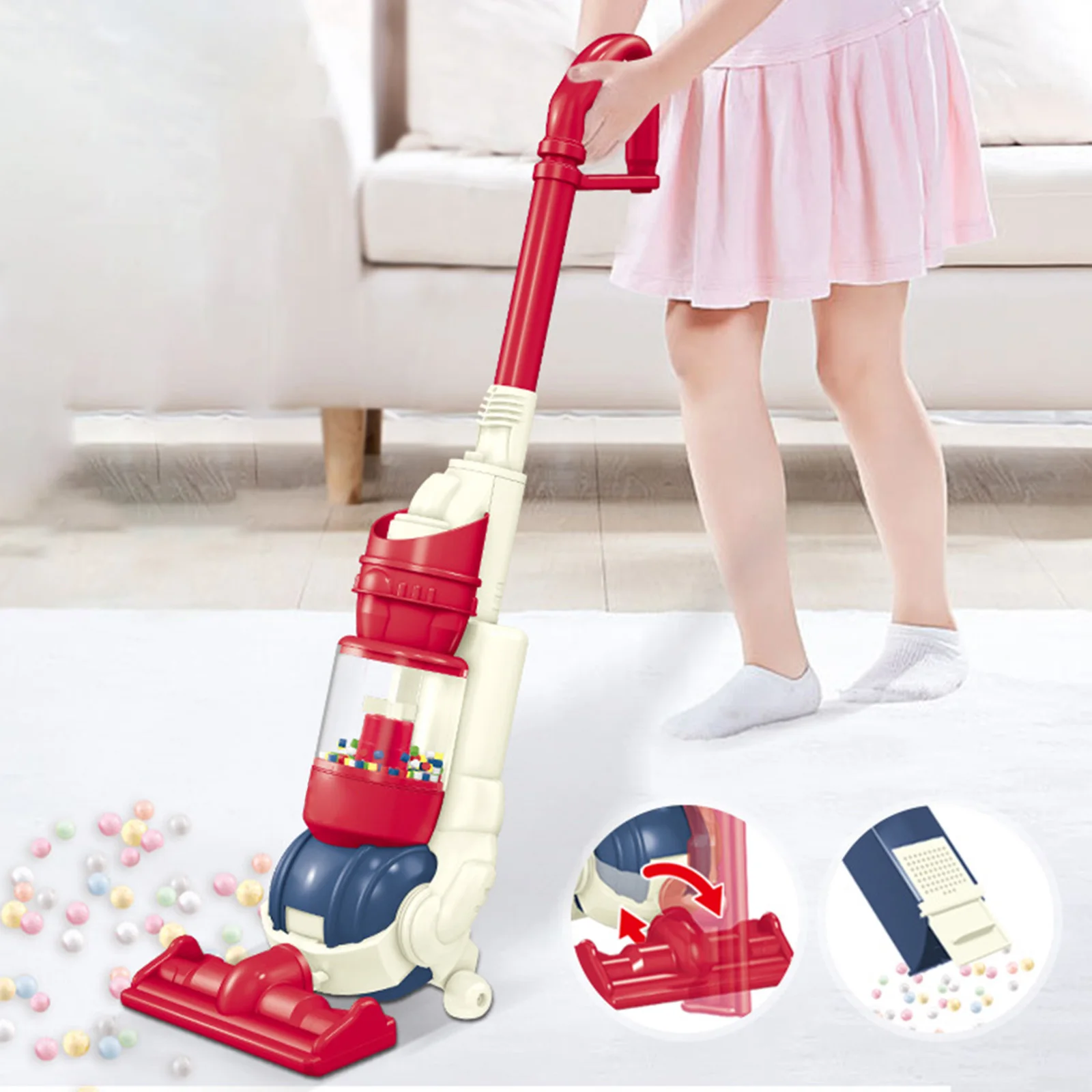 Kids Vacuum Cleaner Toy Housekeeping Pretend with Music and Light Role Play for Kid Age 4 5 6 Children Toddlers Girls Boys