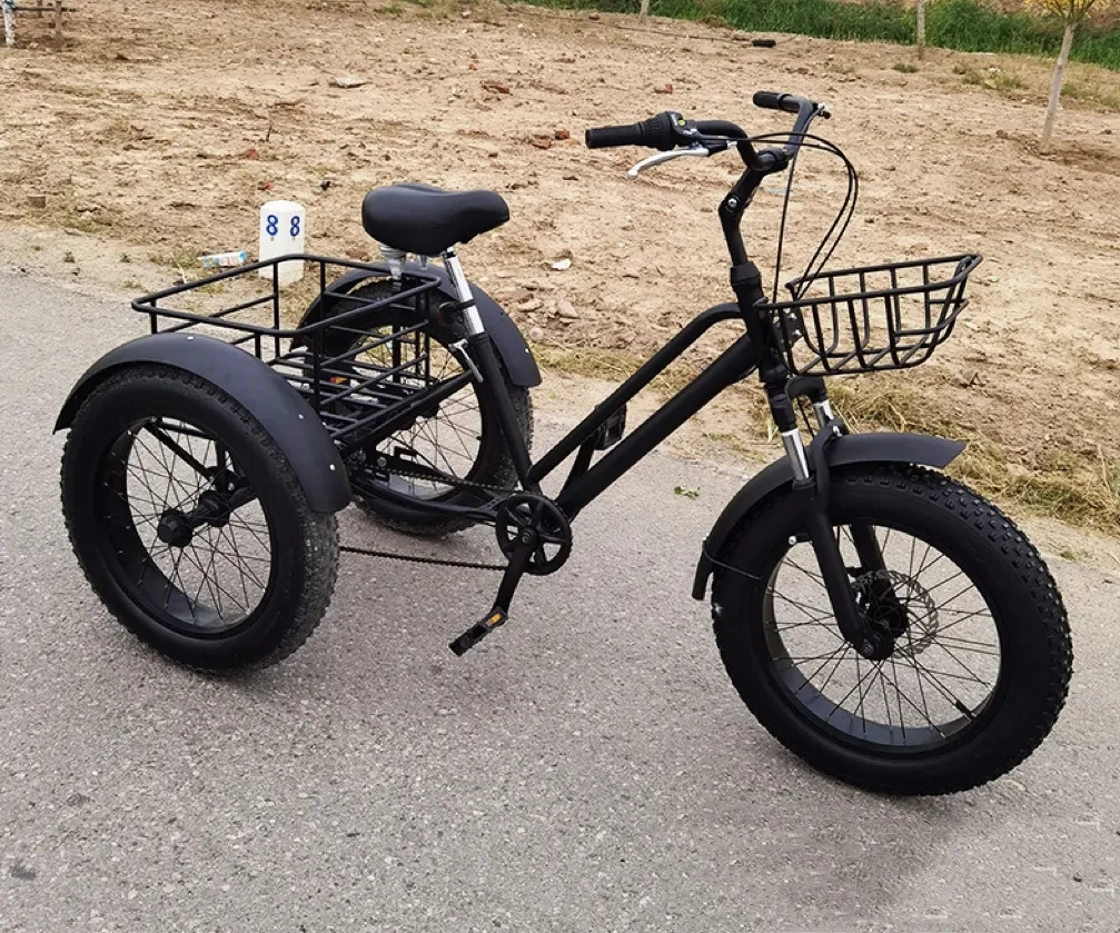 20 Inch Fat Tire Mountain Bike Leisure Elderly Tricycle Adult 7-speed Off-road Tricycle Farm Tricycle With Fruit Basket