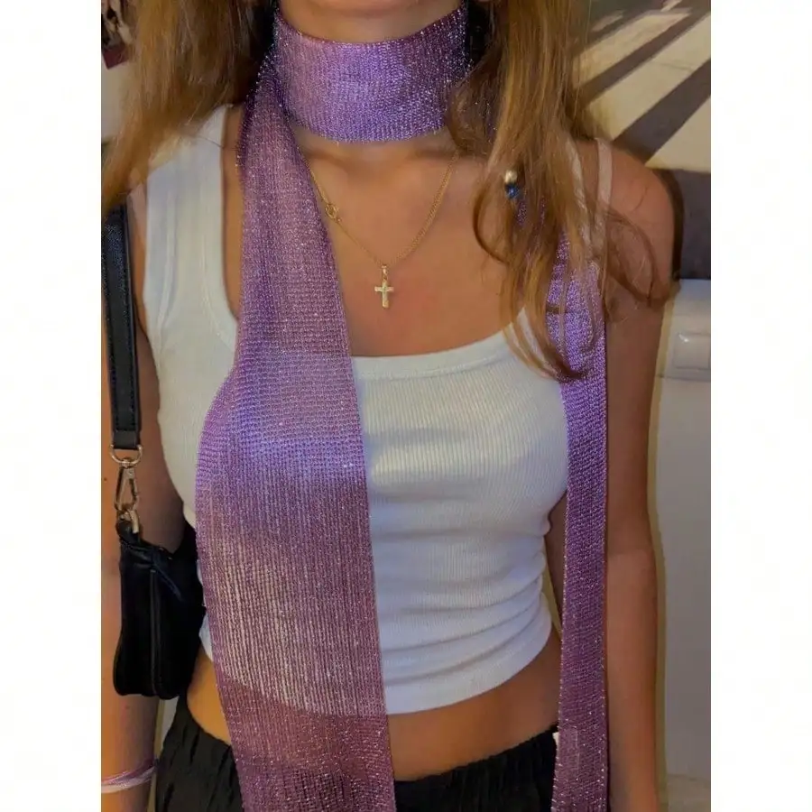

1pc Vintage Niche Seasonal Versatile Scarf With Flowing Ribbons, Simple Tasseled Scarf, Suitable For Party Outfits