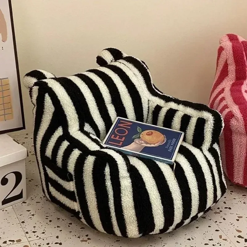 أريكة صغيرة للأطفال خفيفة الوزن مخططة على شكل كيس فول أريكة منزلية للأطفال وشرفة زاوية صغيرة آمنة وصحية #4