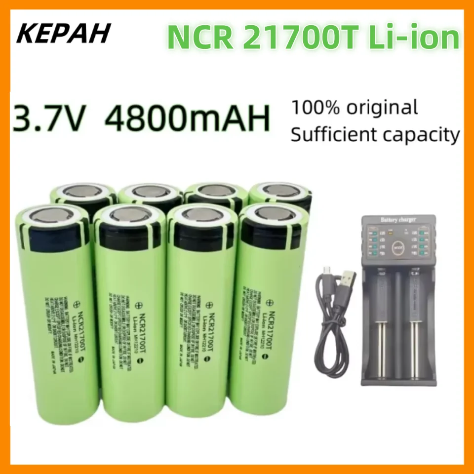 1-12pcs KEPAH NCR 21700T Li-ion  4800mah Rechargeable Battery 3.7V 5C discharge High Power batteries For High-power Appliances