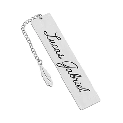Mprainbow Free Custom Rectangle Bookmarks for Men Women, Waterproof Stainless Steel Square Tag  Accessory,Gifts for Him