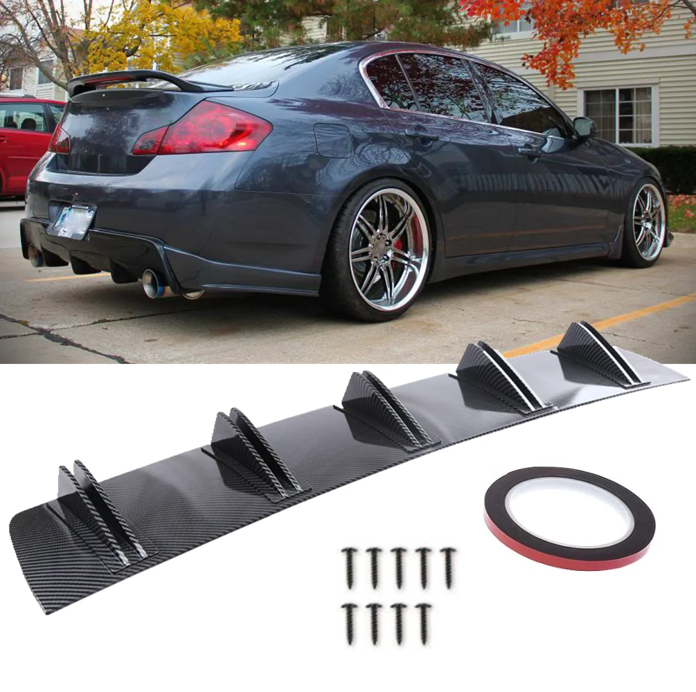 2pcs 81.5cm Universal Rear Diffuser 5 Fins Bumper Splitter Chin Spoiler Lower Lip For Infiniti Q50 Q60 G37 G35 Shark Body Kit