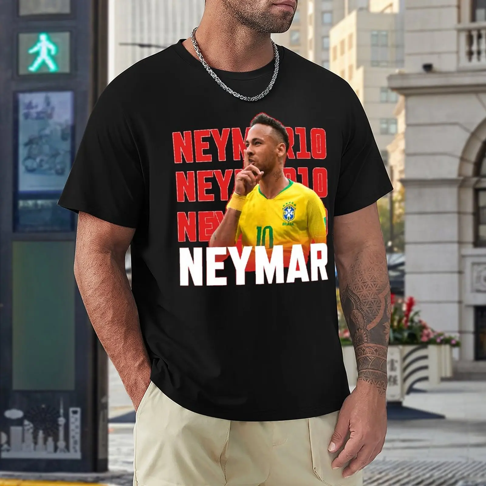 Neymar And Jr Brazil Celebrate Soccer Striker 16 Graphic Cool Tshirt High Grade Activity Competition USA Size  Motion