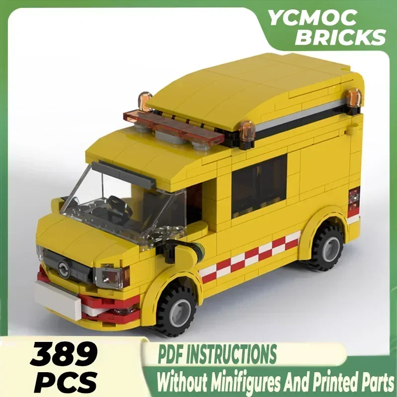Bloques de construcción Moc, modelo de coche urbano, Panel medio, tecnología Escort Van, bloques modulares, regalos, juguetes de Navidad, conjuntos DIY de montaje