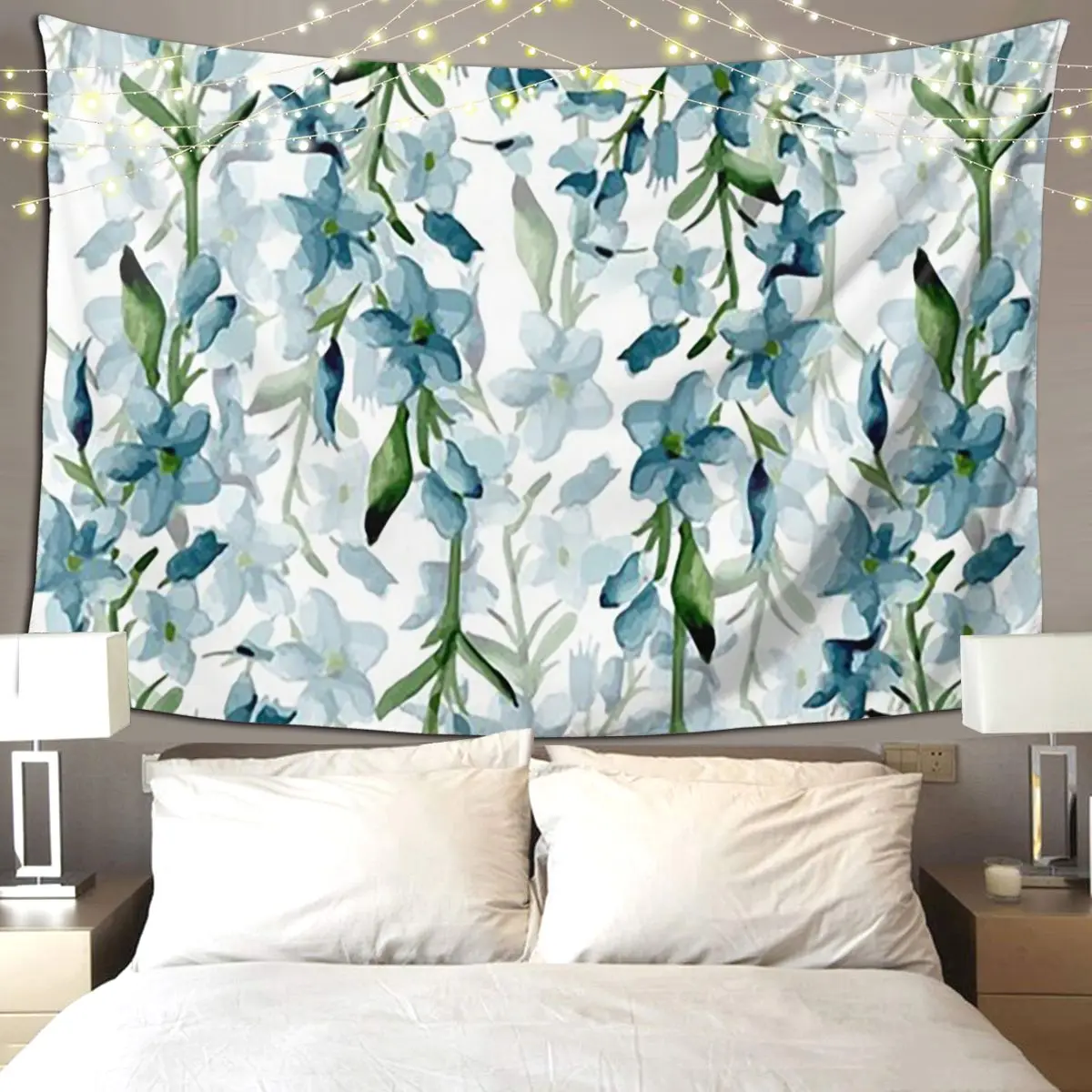 الفروع الزرقاء نسيج الهبي الجدار الشنق ديكور المنزل الجمالي المفروشات لغرفة المعيشة غرفة نوم غرفة النوم #3