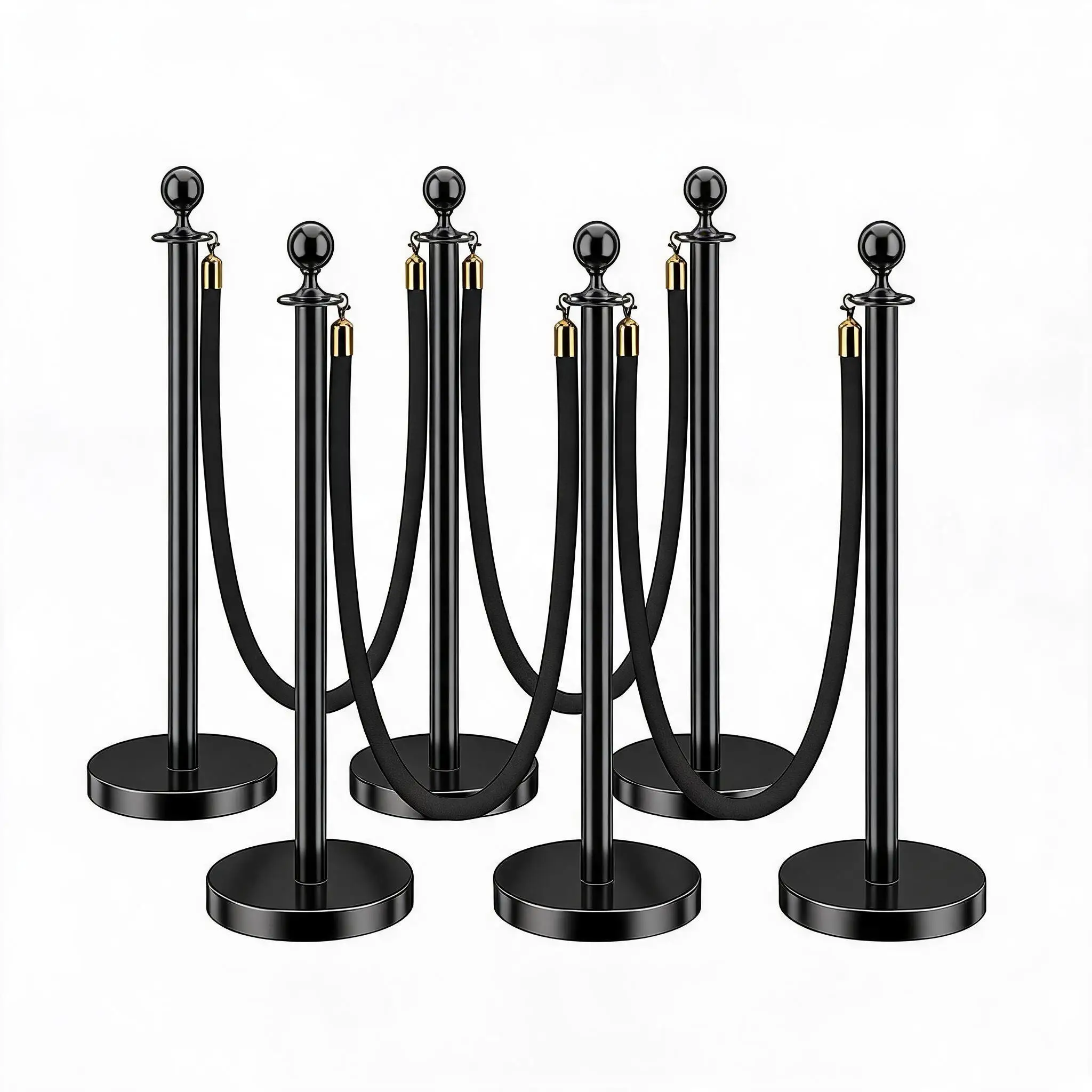 Absperrgitter-Set mit Samtseilen, langlebiger dekorativer Zaun für den Außenbereich, Edelstahlstütze mit weichem Seil für Veranstaltungen, Hochzeiten, Theater, Partys, Ausstellungen, Garten, Rasen.