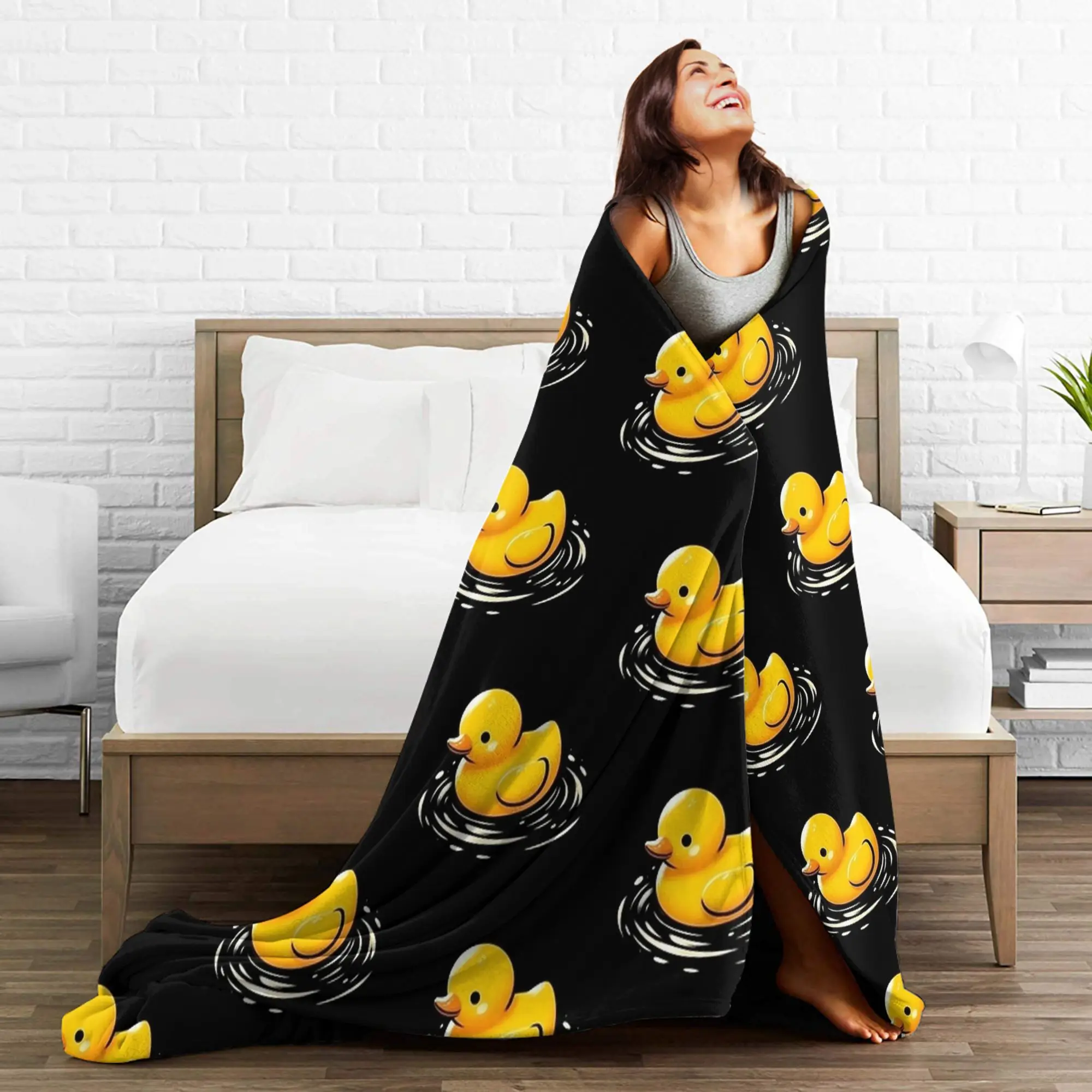 لطيف بطة مطاطية العائمة في الماء بطانية قطيفة الاطفال الفانيلا رمي بطانية للأريكة السرير الدافئة لينة جودة المفرش هدية فكرة