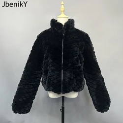 New Winter Warm Woman Real Rex Rabbit Fur Coats Lady Natural Fur Jackets Fashion Zipper Genuine Rex Rabbit Fur Outerwear