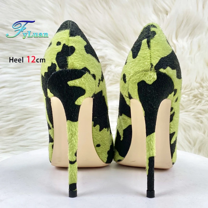 

Fashion Horsehair Leopard Print Thin High Heels Mixed Color Spring Autumn Woman Pumps 6-12CM Sexy Pointed Elegant Ladies Shoes