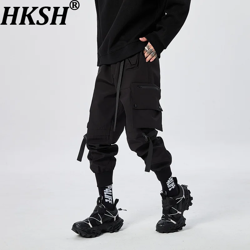 

HKSH весна осень новые мужские брюки-карго в стиле темного сафари с карманами модные тактические джоггеры свободного покроя Techwear Chic Ins HK9983