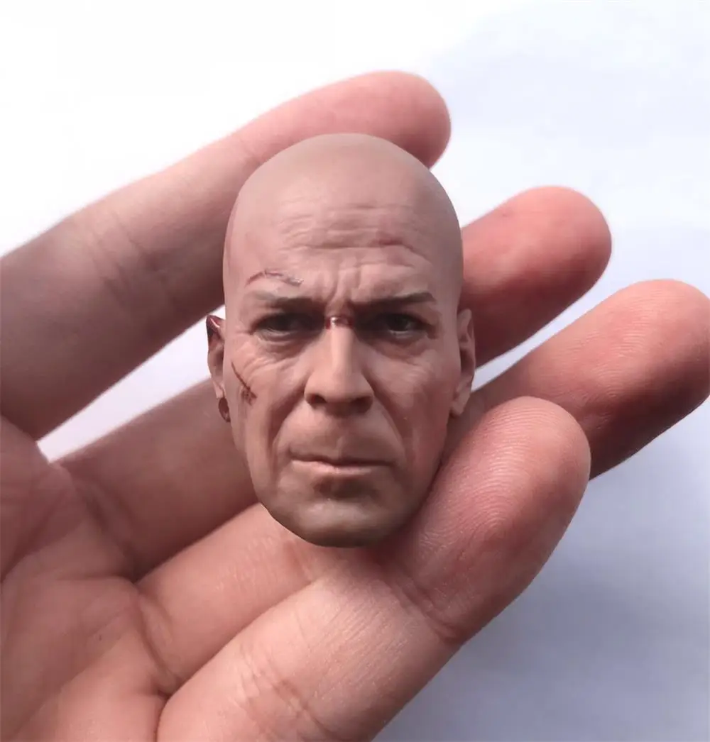 

1/6 Male Ultimate Detective Die Hard Bruce Willis Battle Version Head Sculpture Carving For 12inch Action Figure DIY