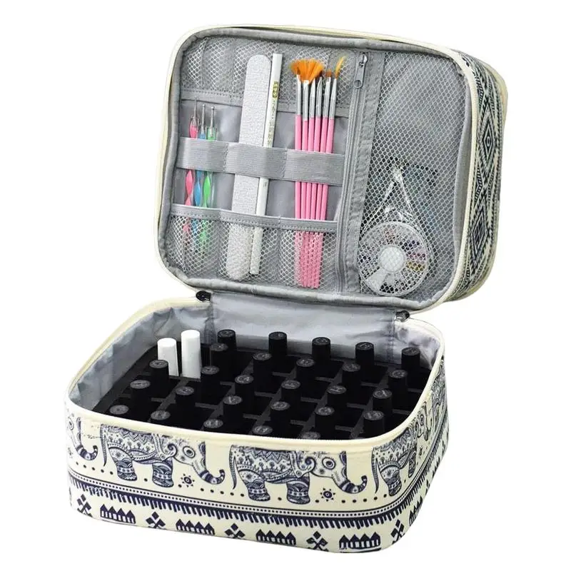 Nail Polish Storage Bag Essential Oil Bag Portable Cosmetic Nail Care Kit Nail Care Tool Storage Box Double Layer 30 Compartment