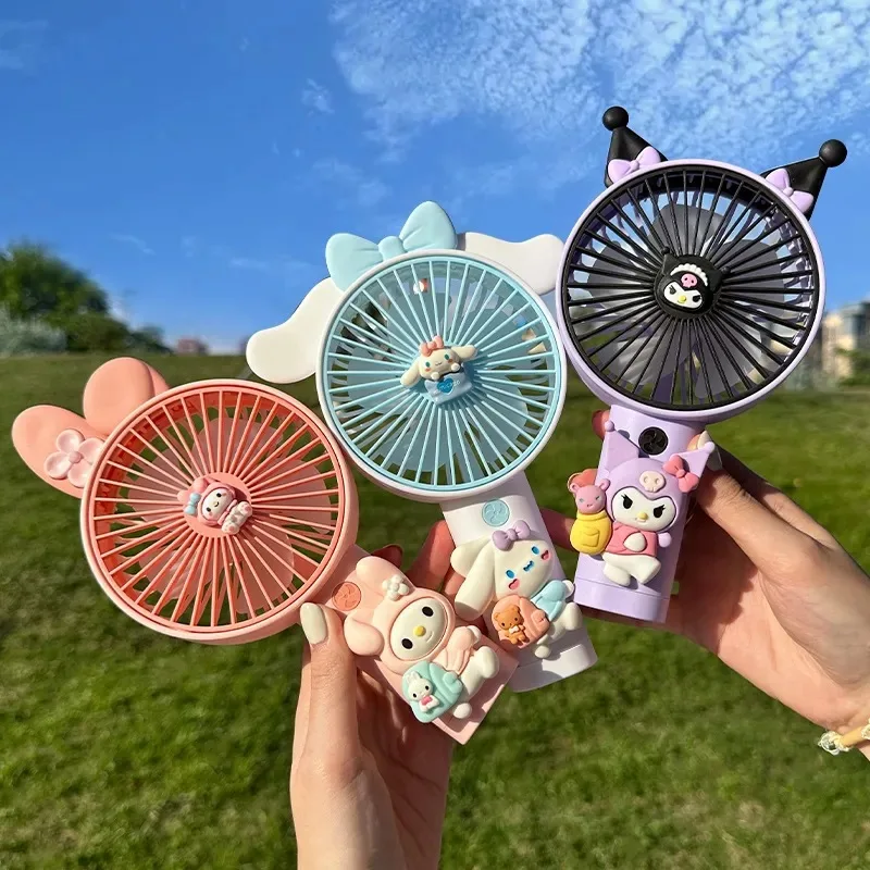 

Anime Sanrio Mini Fan Kuromi My Melody Cinnamoroll Usb Charging Portable Handheld Fan Mobile Phone Stand Dual-purpose Gifts Toys
