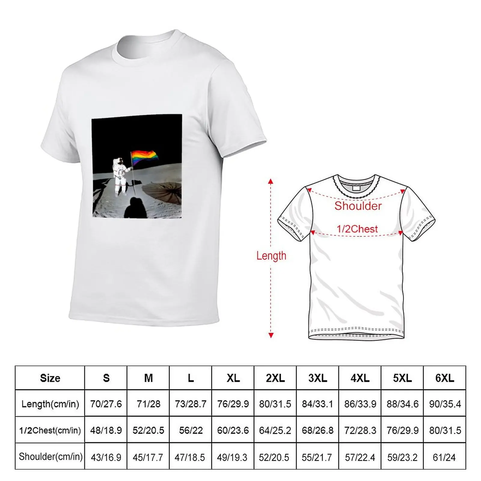 Astronaut on the moon with gay pride flag! T-Shirt Funny t-shirts vintage clothes quick-drying plain vintage t shirt men