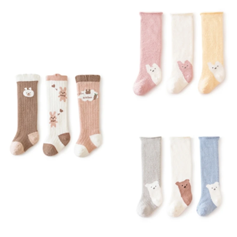 

YYD 3 Pairs Baby Knee Socks with Lovely Animal Pattern Winter Warm Long Socks