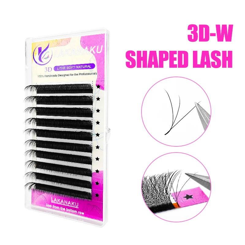 Lakanaku 3D W Lash Extension Volume Fluffy 6D W Eyelash Premade Fans Clover Cilia Eyelash