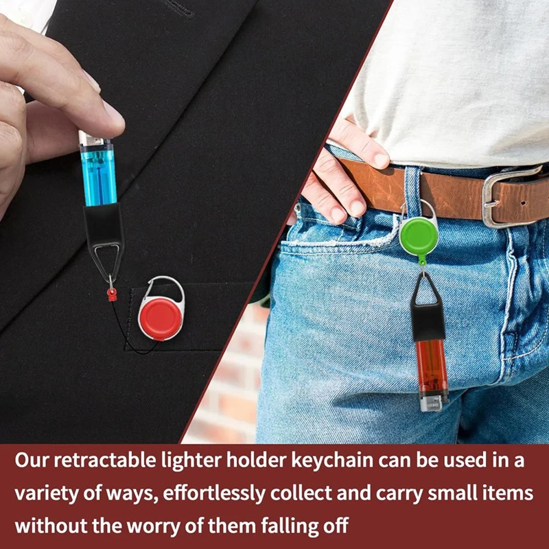 24Pcs 6 Colors Plastic Retractable Keychain Easy Release Buckle Lighter Holder Stretchable Lighter Case With Belt Clip