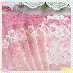 1 Yard Pink Handmade DIY Guipure Embroidery Elastic Lace Trim Tail Lace Fabric Garment Accessories 17cm wide